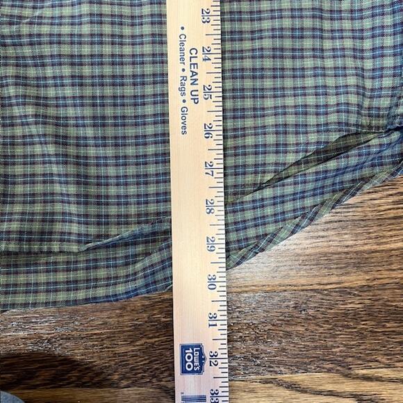 VTG LL Bean Long Sleeve Button Down Shirt Mens L Green Plaid Made in USA Outdoor - Picture 7 of 8